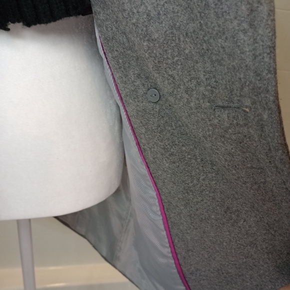 Calvin Klein Women's Grey & Black Wool Blend Pea Coat Size 6 - Picture 12 of 15